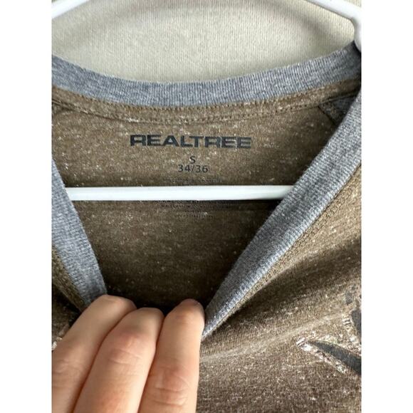 Real tree thermal long sleeve camo men’s small crewneck baseball Tee - Picture 3 of 4